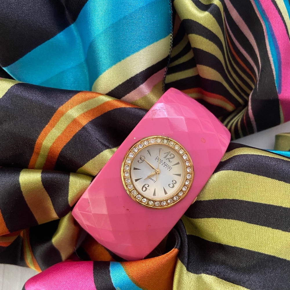 VTG J. Rivers signature cuff/bracelet/watch, pink